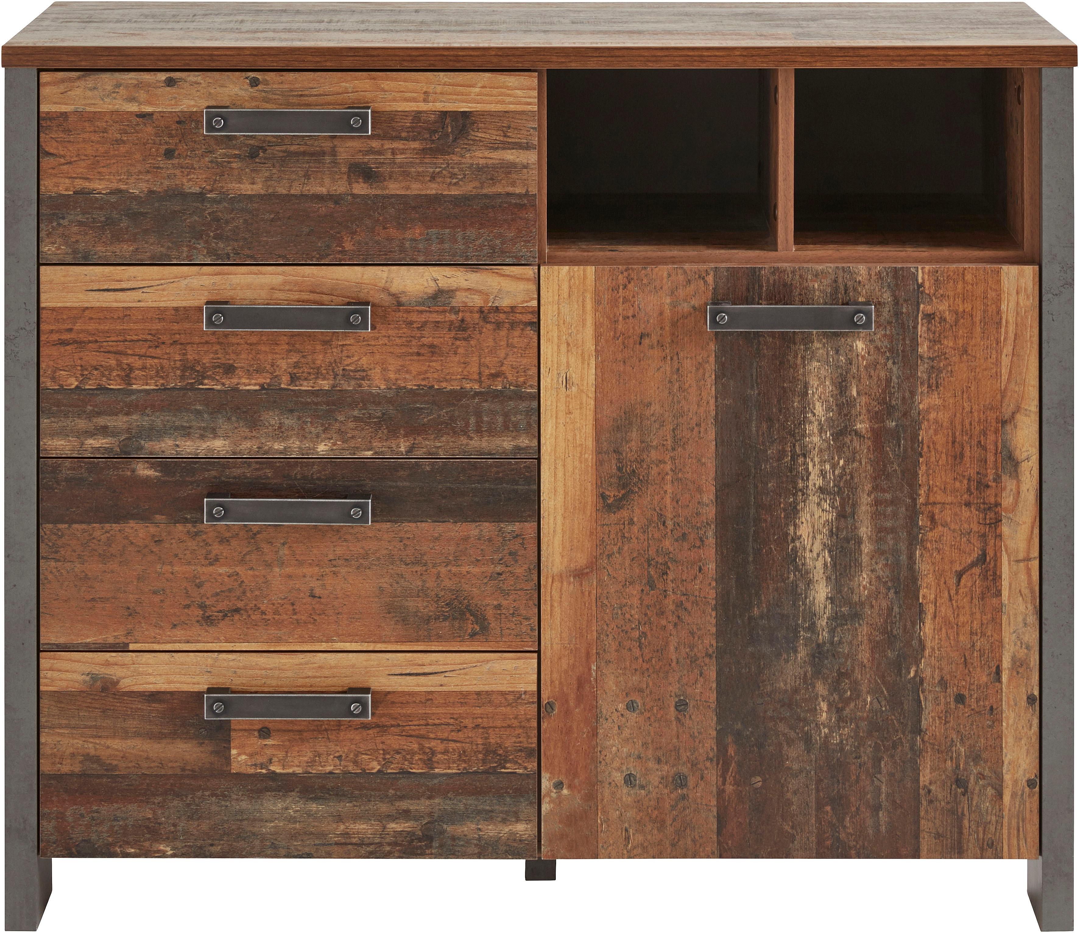 Kommode FORTE "Clif", braun (old wood vintage), B:106,7cm H:86,3cm T:41,6cm, Sideboards, Kommode, Breite 106 cm
