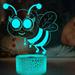 YSITIAN 3D Bee Night Light Lamp Illusion 7 Color Changing Touch Switch Table Desk Decoration Lamps Gift with Acrylic Flat ABS Base USB Cable Toy YT-7632