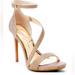 Jessica Simpson Shoes | Jessica Simpson Rayli Sparkle Fabric Ankle Strap Strappy Dress Sandals | Color: Tan | Size: 12