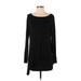 White House Black Market Casual Dress - Shift Boatneck Long sleeves: Black Print Dresses - Women's Size Small