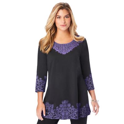 Plus Size Women's Printed Lace Scoopneck Tunic by ...