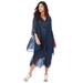 Plus Size Women's Scallop-Trim Chiffon 2-Piece Dress Set by Roaman's in Navy (Size 18 W)