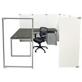 7.5'W x 7.5'D x 5'H Economy White Laminate Fully Furnished Modular Office - Add-On Office