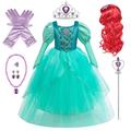 Emin Mermaid Princess Dress with Accessories and Wig Girls Ariel Princess Dress Party Fancy Dress Birthday Christmas Halloween Carnival Cosplay Outfit