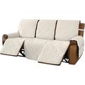 Non-Slip Recliner Chair Cover Sofa Slipcover, Reversible Recliner Sofa Cover with Elastic Adjustable Strap, Washable Reclining Sofa Slipcover Recliner Furniture Protector (Ivory,Recliner Sofa)