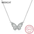 Pendentif papillon diamant à haute teneur en carbone pour femme argent regardé 100% bijoux fins