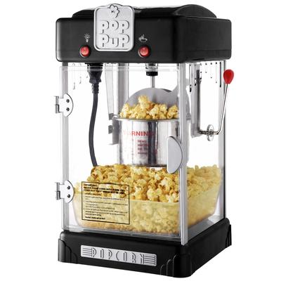Pop Pup Countertop Popcorn Machine – 2.5oz Kettle with Measuring Spoon, Scoop, and 25 Serving Bags (Black)
