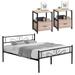 Victorian 3-Piece White Bedroom Set Bed Frame and White Nightstand Set of 2