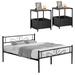 Victorian 3-Piece White Bedroom Set Bed Frame and White Nightstand Set of 2