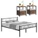 Victorian 3-Piece White Bedroom Set Bed Frame and White Nightstand Set of 2