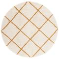 SAFAVIEH Hudson Amias Plush Geometric Shag Area Rug Ivory/Gold 4 x 4 Round