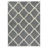 Moroccan Trellis Shag Area Rug Rugs New Shaggy Collection (Grey 5 x7 )