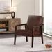 Armchair - Wade Logan® Brandalyn 25" W Faux Leather Armchair Faux Leather/Wood in Brown | 33 H x 25 W x 30 D in | Wayfair