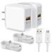 2-Pack USB Wall Charger QC3.0 Adaptive Fast Charging Wall Charger with 5-Feet/1.5 Meter Micro USB Cable Kit Set Compatible with Samsung Galaxy S7 / S7 Edge / S6 / S6 Edge / A6 / J7 / J3 / Note5 -White
