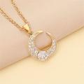 Kayannuo Christmas Clearance Ladies Fashion Diamond Love Necklace Double The Moon Pendant Clavicle Chain Necklace