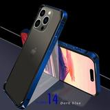 Jiahe Cover Slim Metal Bumper Case for iPhone 14 Pro Max Metal Bumper Frame Cover with Soft TPU Inner No Signal Interference Support Wireless Charging 6.7inch Darkblue