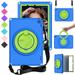 Dteck Kids Case for Kindle Fire HD 10 / HD 10 Plus 11th Gen 2021 with Screen Protector Light Weight Child Proof Full Body Protective Cover with Rotating Stand Handle Grip Shoulder Strap for Kids Blue