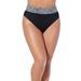 Plus Size Women's High Waist Cheeky Shirred Brief by Swimsuits For All in Black White Abstract (Size 10)