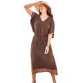 Plus Size Women's Crochet Trim Flutter Sleeve Midi Cover Up Dress by Swimsuits For All in Java Coconut (Size 6/8)