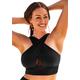 Plus Size Women's Longline High Neck Bikini Top by Swimsuits For All in Black (Size 4)