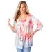 Plus Size Women's Printed 2-Piece Tank and Jacket Set by Roaman's in Multi Floral Print (Size 30/32)