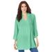 Plus Size Women's Lace Pintuck Crinkle Tunic by Roaman's in Soft Jade (Size 24 W)