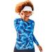 Plus Size Women's Long Sleeve Twist Front Tee by Swimsuits For All in Electric Blue Tie Dye (Size 18)