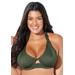 Plus Size Women's Loop Strap Underwire Halter Bikini Top by Swimsuits For All in Military (Size 4)