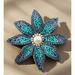 Anthropologie Jewelry | Anthropologie Glitter Petals Brooch - Blue | Color: Blue | Size: Os