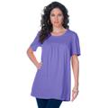 Plus Size Women's Shirred Tee by Roaman's in Vintage Lavender (Size 18/20)