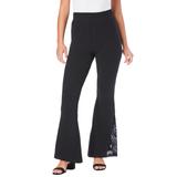 Plus Size Women's Lace-Inset Essential Stretch Yoga Pant by Roaman's in Black (Size 22/24)