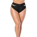 Plus Size Women's Loop Cut Out High Leg Bikini Brief by Swimsuits For All in Black (Size 4)