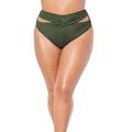 Plus Size Women's Loop Cut Out High Leg Bikini Brief by Swimsuits For All in Military (Size 10)