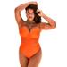 Plus Size Women's Cup Sized Mesh Underwire One Piece Swimsuit by Swimsuits For All in Papaya (Size 26 G/H)