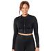 Plus Size Women's Chlorine Resistant Long Sleeved Cropped Zip Tee by Swimsuits For All in Black (Size 18)