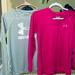 Under Armour Tops | 2 Under Armour Long Sleeve “Athletic” Tops! One Adult Small & One Xl Youth. | Color: Gray/Pink | Size: Pink Is An Adult Small. Grey Is A Youth Xl.