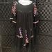 Free People Dresses | Free People Black Bell Sleeve Embroidered Dress Sz M | Color: Black/Pink | Size: M