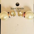 Kate Spade Jewelry | New Kate Spade Dainty Sparkler Cultured Pearl Rhinestone Post Earrings | Color: Cream/Gold | Size: Os