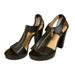 Michael Kors Shoes | Michael Kors Berkley T Strap Platform 9m Women Block Heel Sandal Leather Black Z | Color: Black | Size: 9m