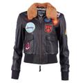 Lederjacke TOP GUN "TG20212520", Damen, Gr. 50 (M), braun, Obermaterial: 100% Leder, Lamm / Futter: 100% Polyester / Kragen: 100% Polyester / Wattierung: 100% Polyester, Jacken Kurzjacke Bomberjacke Blousonjacke
