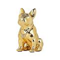 SHENGTIAN Seated French Bulldog Statue Resin Electroplated Dog Animal Sculpture with Silver Necklace Necklace Living Room End Table Kitchen Countertops Bedroom Bathroom Cabinet Home Decor (9in,Gold)