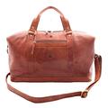 Genuine Leather Overnight Holdall Weekend Travel Duffle Bag Tan Brown York (Tan)