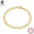 ORSA Jewelry – Bracelet en chaîne cubaine en argent Sterling 925 3mm/5mm coupé en diamant pour