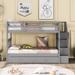 Stairway Twin-Over-Twin Bunk Bed with Twin Trundle and 3-Tier Storage Shelf Ladder