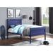 Industrial Cargo Container Style Twin Metal Bed with Headboard and Footboard, Blue