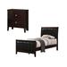 CDecor Home Furnishings Teste Cappuccino 2-Piece Bedroom Set w/ Nightstand Upholstered, Leather in Black/Brown | 50.5 H x 42.25 W x 80 D in | Wayfair