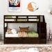 Stairway Twin-Over-Twin Bunk Bed with Twin Trundle and 3-Tier Storage Shelf Ladder