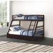 Jason Wood Bunk Bed (Twin XL over Queen) in Espresso with 2 Drawers and Guardrails