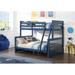 Harley II Twin over Full Wood Storage Bunk Bed with 2 Drawers and Guardrails, Navy Blue Finish