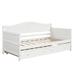 Twin Wooden Daybed with Trundle Bed, Sofa Bed for Bedroom Living Room, White